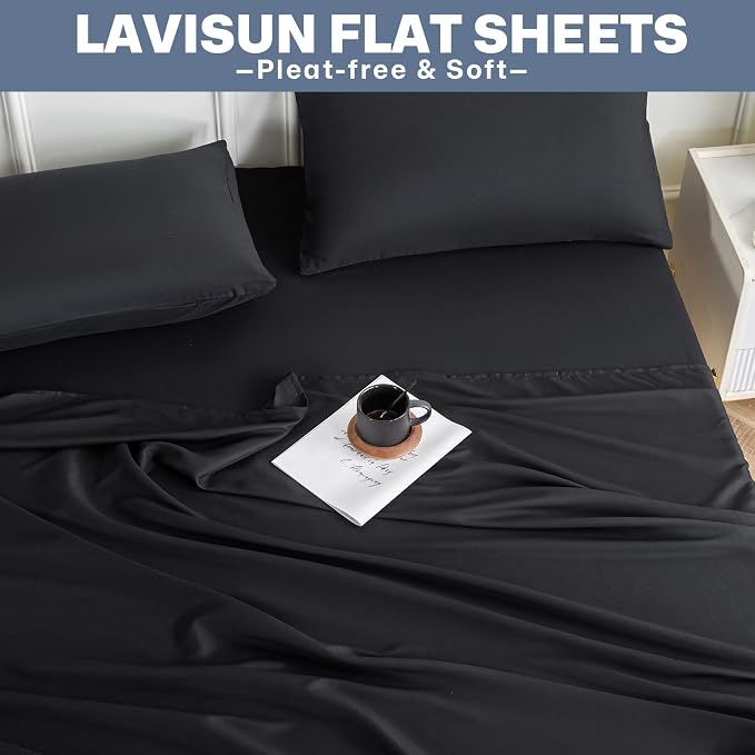 Lavisun Twin Flat Sheets Only, 6 Pack Soft Brushed Microfiber Bedding Sheets - Image 8
