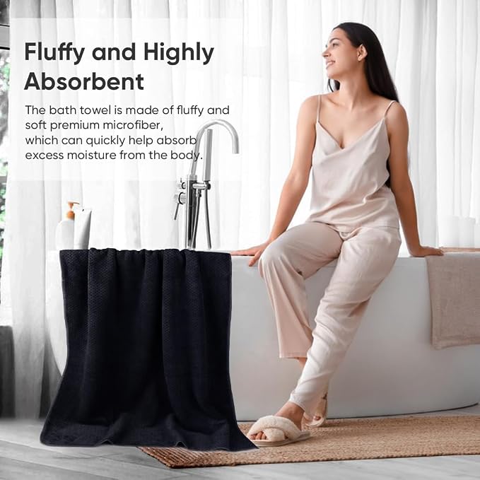 HOMEXCEL Bath Towel Set Pack of 4, 30 x 60 Inches Large Microfiber Bath Towels - Image 5