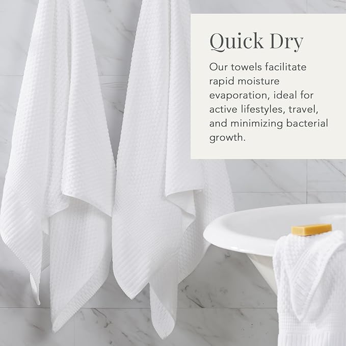 NY Loft 100% Cotton Bath Towel Set of 4 | White Towels | Oeko-TEX® Standard 100 - Image 3