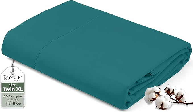 Royale Linens 100% Organic Cotton Twin XL Flat Sheet Only by ROYALELINENS