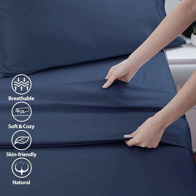 2-Pack Cotton Queen Flat Sheet Only, 600 Thread Count 100% Egyptian Cotton Top - Image 3
