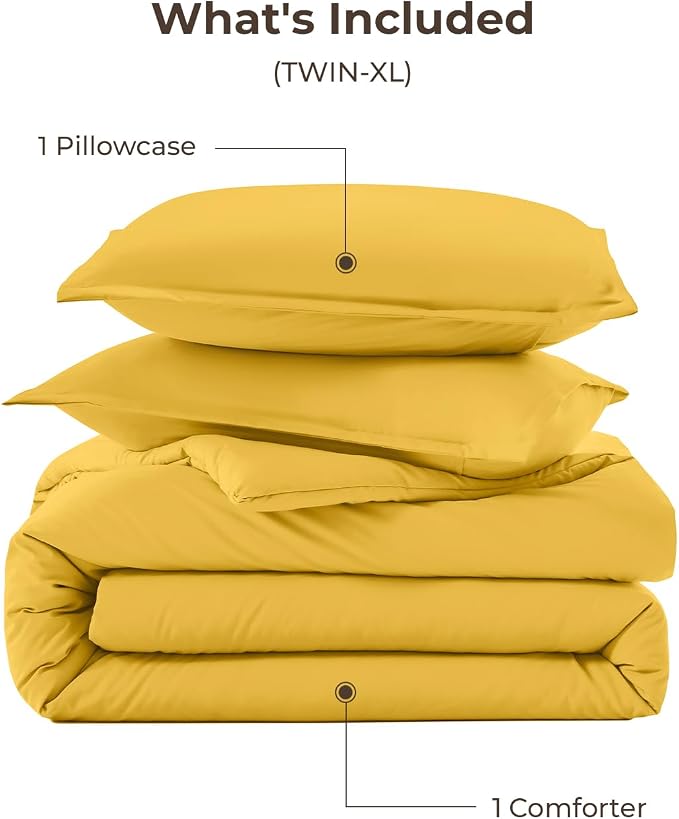 Litanika Comforters Twin XL Size Mustard Yellow, 2 Pieces Lightweight Solid - Image 7