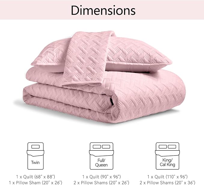 FLYMME Queen Quilt Bedding Set Pink Lightweight Bedspreads Full Size, Soft - Image 7
