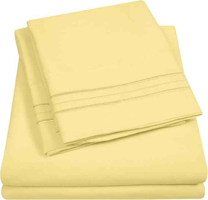 Queen Size Sheet Set with Built-in Sheet Straps by SweetHomeCollection