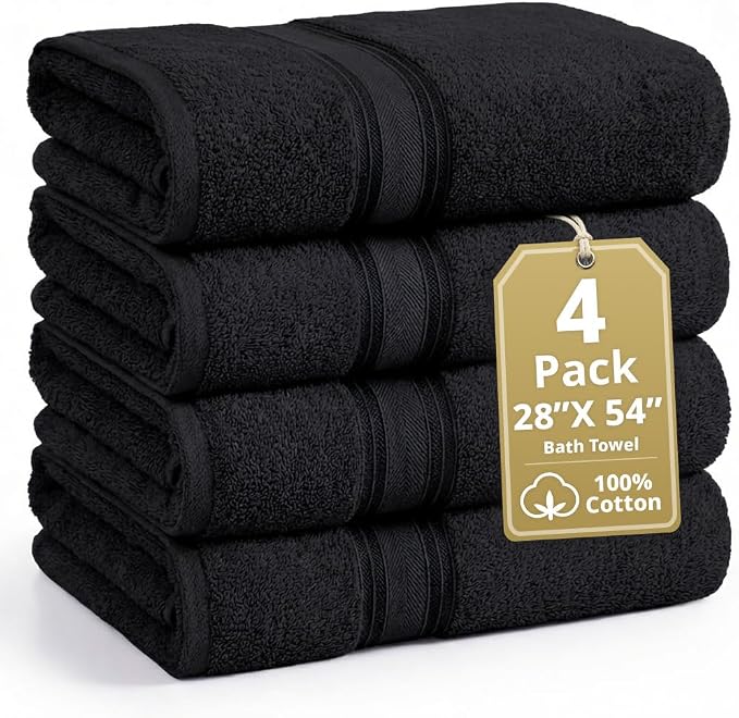 LANE LINEN 100% Cotton Bath Towels 4 Pack by LaneLinen