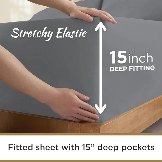 Ultra Soft Microfiber Full Fitted Sheets – 1800 Thread Count, Wrinkle-Resistant - Image 3