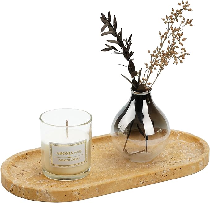 Koville Turkish Natural Travertine Decorative Marble Tray by Koville