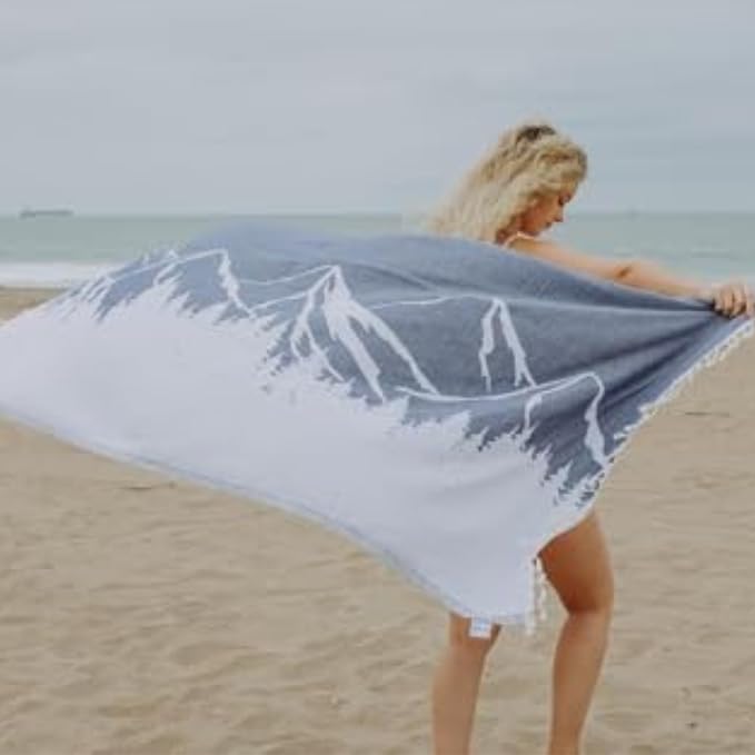 InfuseZen Turkish Towel with Mountain Landscape – 100% Organic Turkish Cotton - Image 6