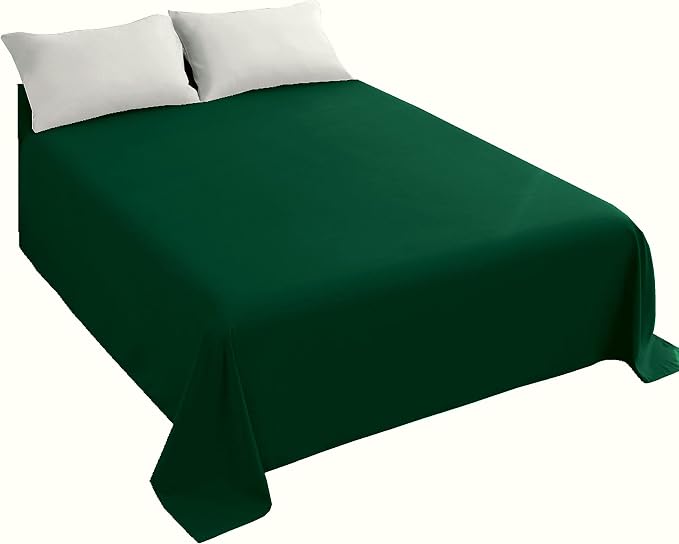 Sfoothome Blackish Green Flat Sheet, Ultra Soft and Comfortable Microfiber Top by Sfoothome