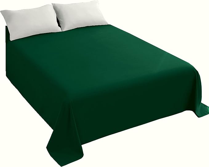 Sfoothome Blackish Green Flat Sheet, Ultra Soft and Comfortable Microfiber Top by Sfoothome