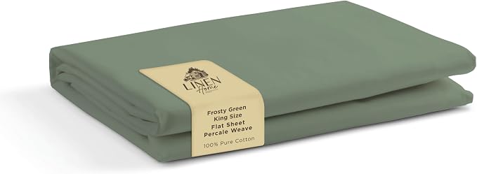 Linen Home 100% Cotton Percale 1 Flat Sheet, King Size by LINENHOME
