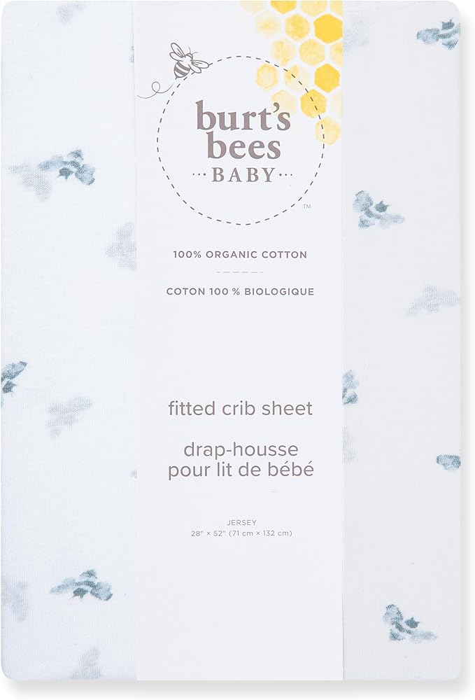 Burt's Bees Baby Essential Organic Cotton Fitted Crib Sheet, Breathable - Image 2