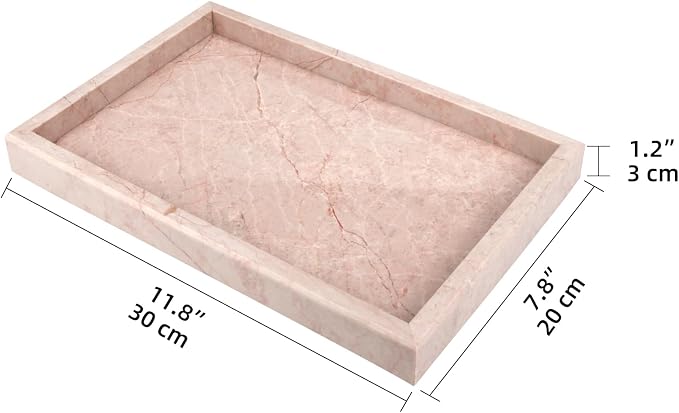 Marble Bathroom Vanity Tray, Natural Luxury Vanity Home Kitchen Bathroom Table - Image 3