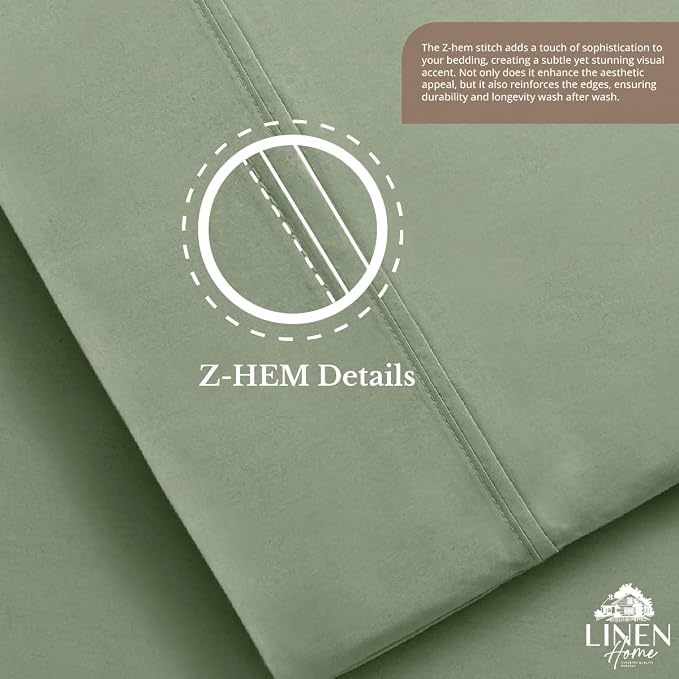 Linen Home 100% Cotton Percale 1 Flat Sheet, Twin Size - Image 6