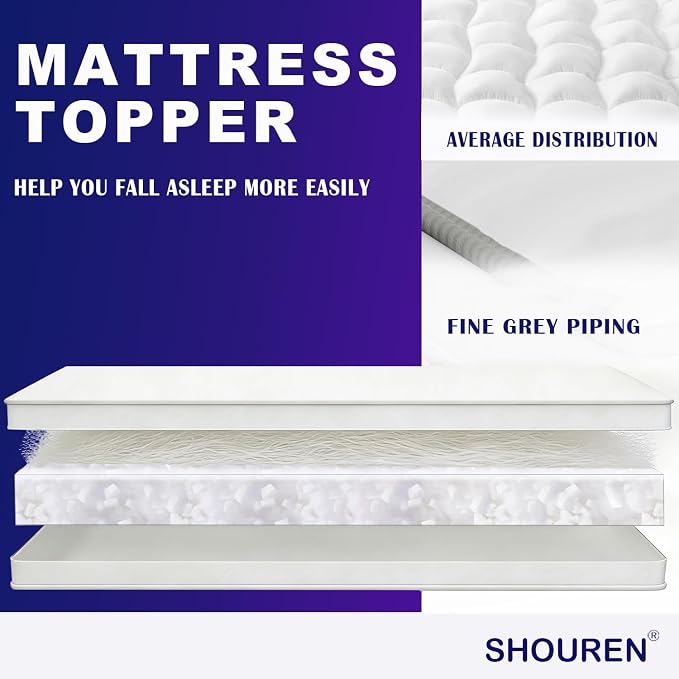 SHOUREN Memory Foam Mattress Topper Full - Image 2