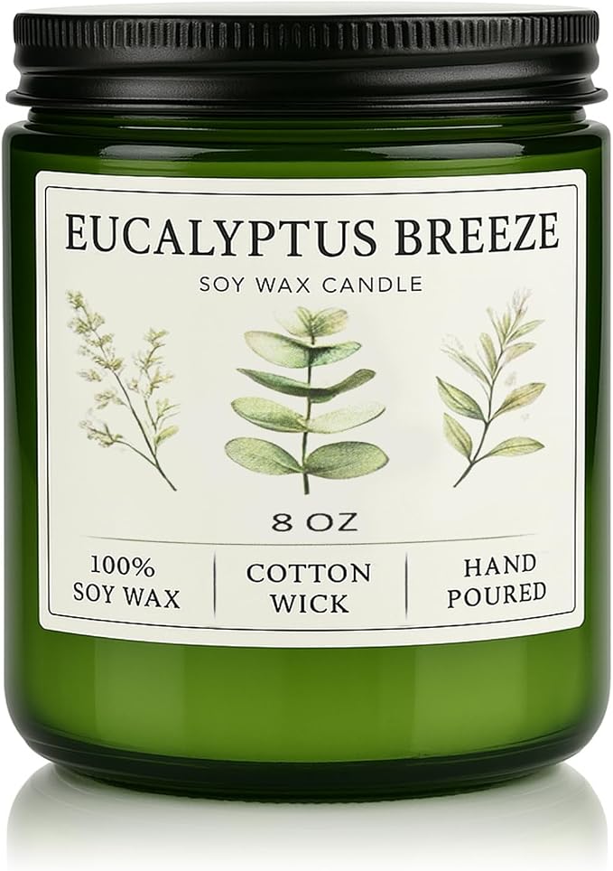 Eucalyptus & Mint Candles for Home Scented, 40 Hours Burn Soy Candle Gift for by GOPAS