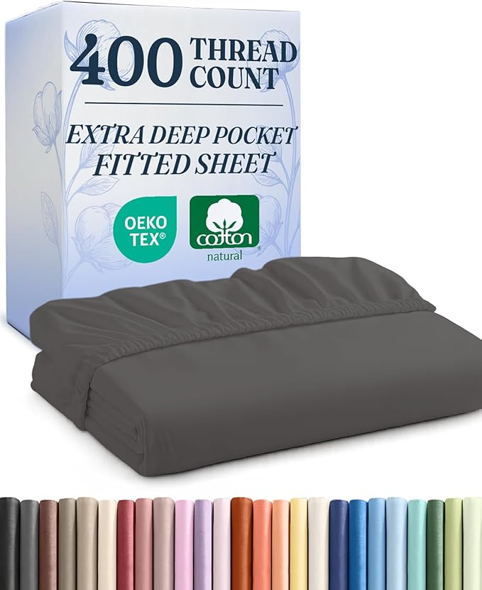 Extra Deep California King 400 Thread Count Cotton Fitted Sheet by CGKUnlimited