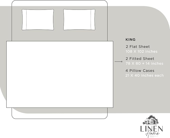 Linen Home 100% Cotton Percale Sheet Set Pack of 2, King Size, Deep Pocket - Image 6