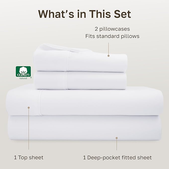 California Design Den Soft 100% Cotton Full Sheet Set, 400 Thread Count Good - Image 4
