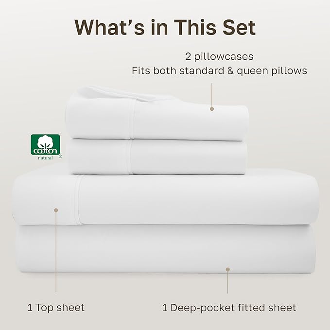 California Design Den Soft 100% Cotton Queen Size Bed Sheets Set, 400 TC Good - Image 4