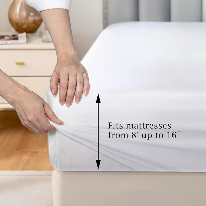 FreshCulture Pure Cotton Fitted Sheets Twin Size, 300 Thread Count Percale - Image 3