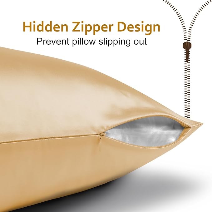 Ravmix Silk Pillow Cases with Zipper, 21momme Mulberry Silk Pillowcase - Image 6