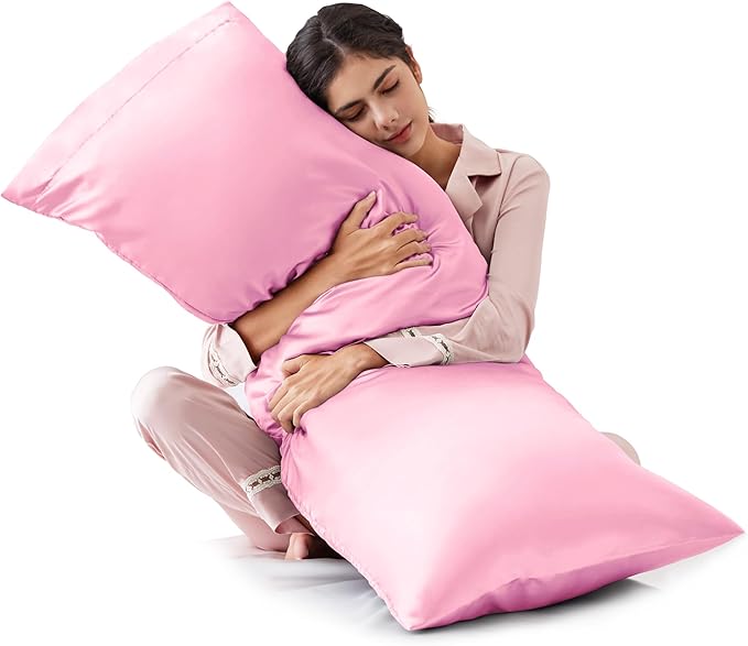 Love's cabin Satin Body Pillowcase 20x54, Cooling Pillow Cover by Lovescabin
