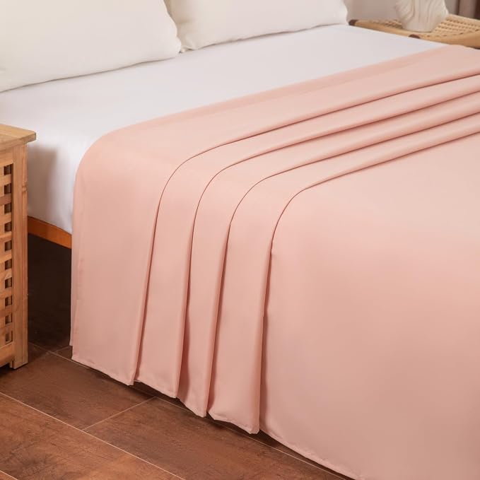 Full Flat Sheet Only， 80x96Inch Lotus Pink - Image 3