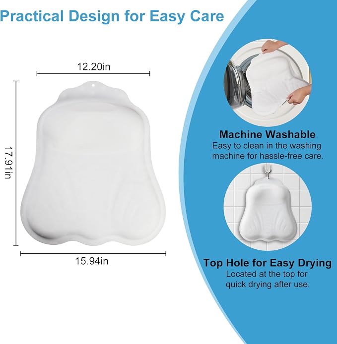 Soft Silicone Bath Pillow, Adjustable Airbag Ergonomic Neck Support Design - Image 6