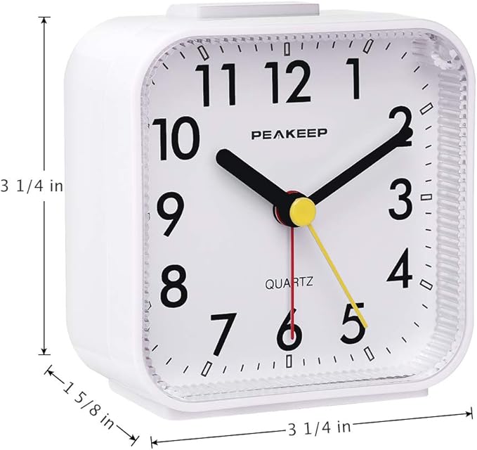 Peakeep Small Battery Operated Analog Travel Alarm Clock Silent No Ticking - Image 7