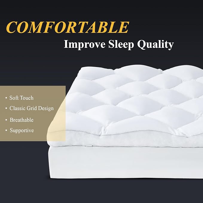 DOWNCOOL 3 Inch King Mattress Topper, Ultra Thick and Fluffy Supportive Memory - Image 7