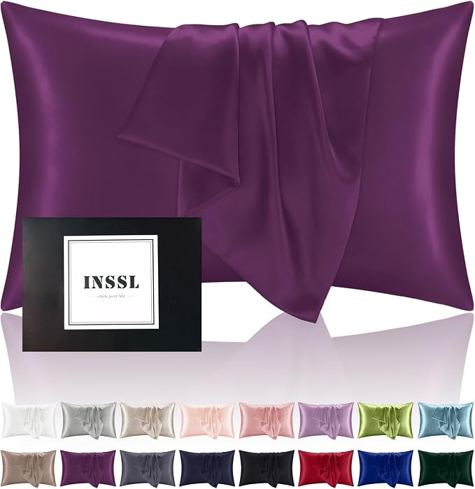 INSSL Mulberry Silk Pillowcase fr Hair and Skin Health, Natural Silk Pillow by INSSL
