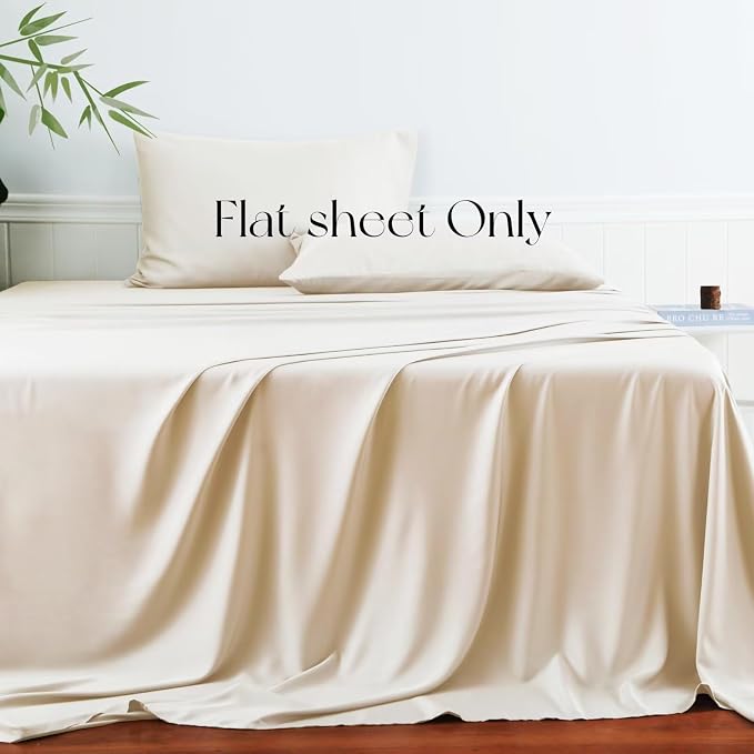 Bamboo Viscose Flat Sheets Only, 400 Thread Count Sateen Weave Twin Size Flat - Image 2