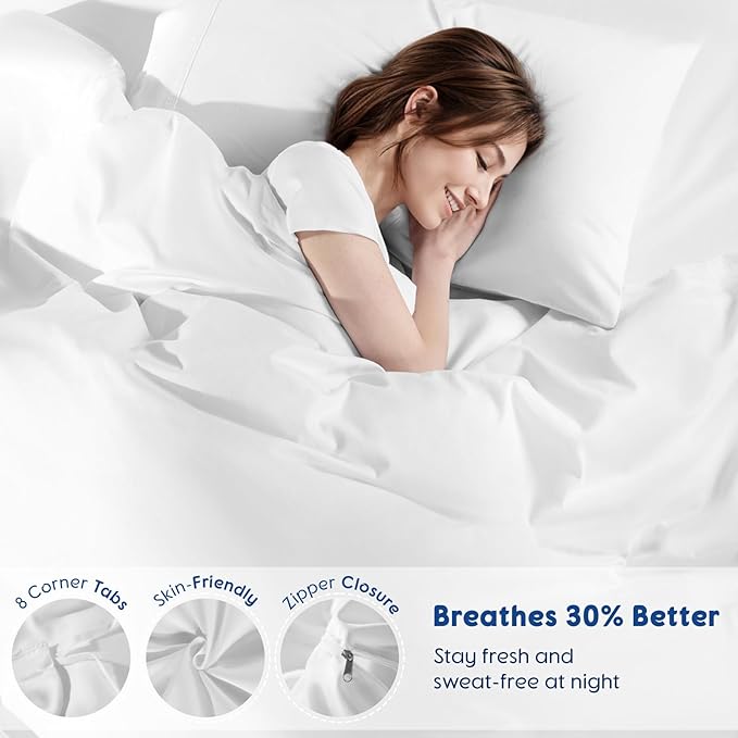 SONORO KATE 100% Egyptian Cotton Duvet Cover Queen Size, 1000 Thread Count - Image 4