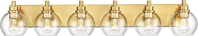 Bathroom Light Fixtures, 6 Light Brushed Gold Vanity Light, 38 Inch Modern Wall by Metwet