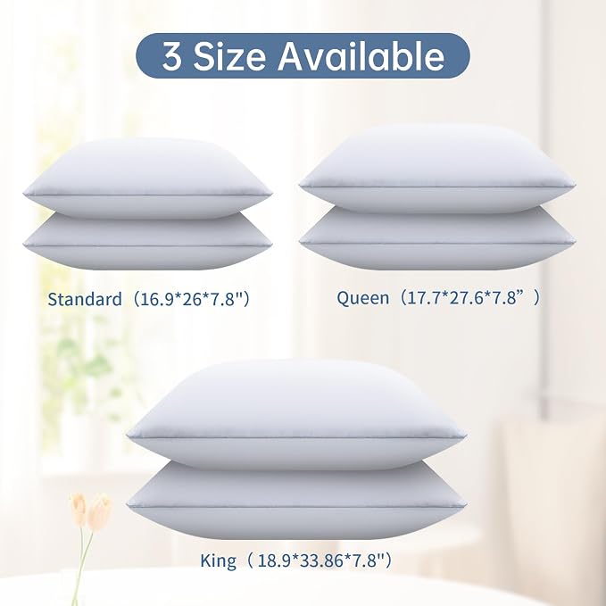 Piwaal Bed Pillows for Sleeping Standard Size Set of 4, Down Alternative Filling - Image 2