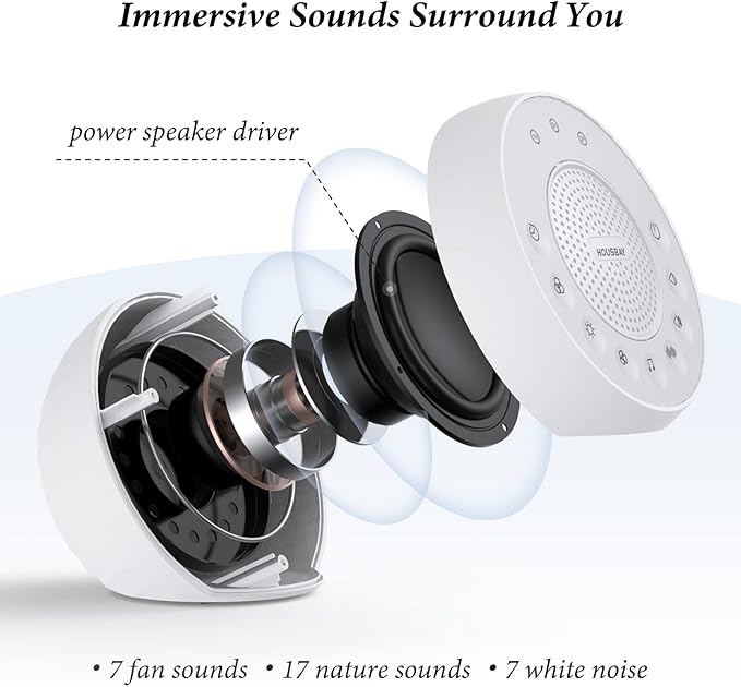 Housbay Glows White Noise Sound Machine, 31 Soothing Sounds, Colored NightLight - Image 3