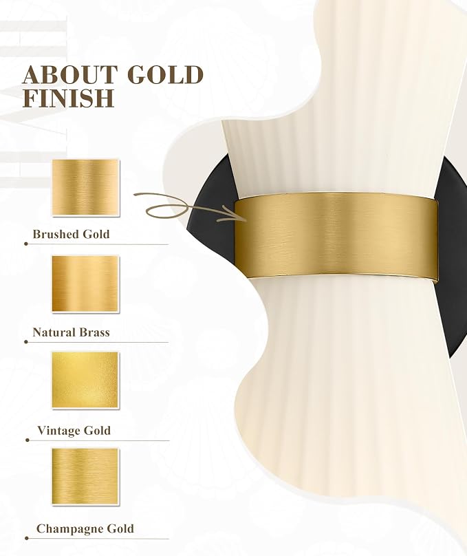 Indoor Wall Sconces, HWH Hardwired Black and Gold Bathroom Sconces Wall Lighting - Image 8