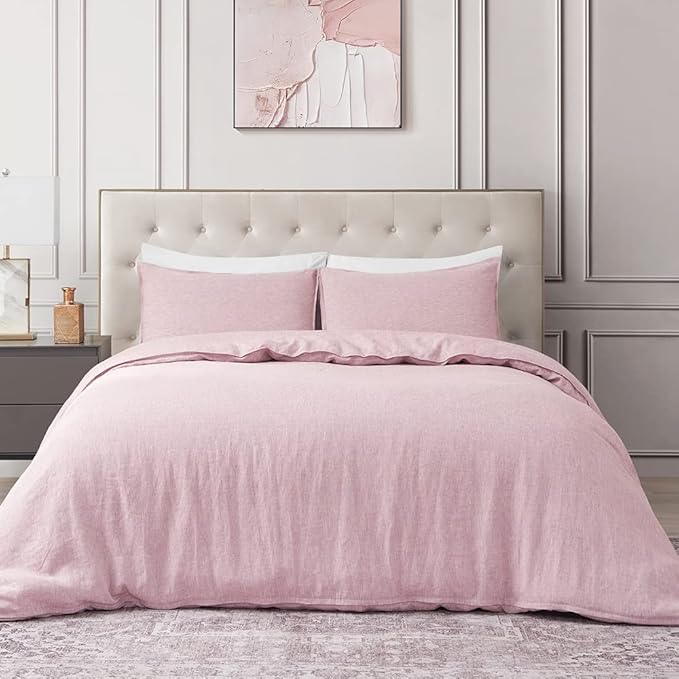 DAPU Pure Linen Duvet Cover Set, 100% Yarn-Dyed French Linen, Breathable and by DAPU