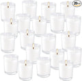 20 Pack Unscented White Clear Glass Filled Votive Candles | Soy Wax, Hand by YIH