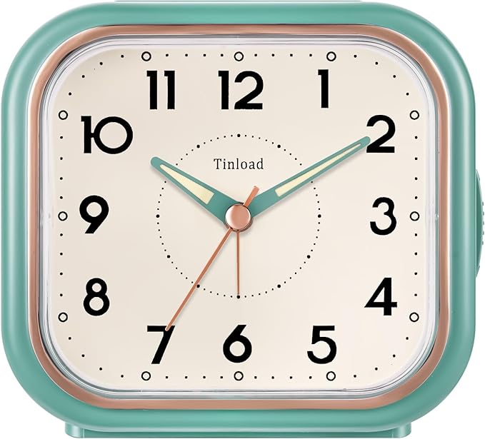 Tinload 4.3" Vintage Retro Analog Alarm Clock, Super Silent Non Ticking Clock by Tinload