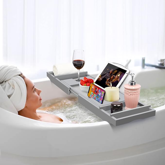 Bamboo Bathtub Caddy Tray - Image 4