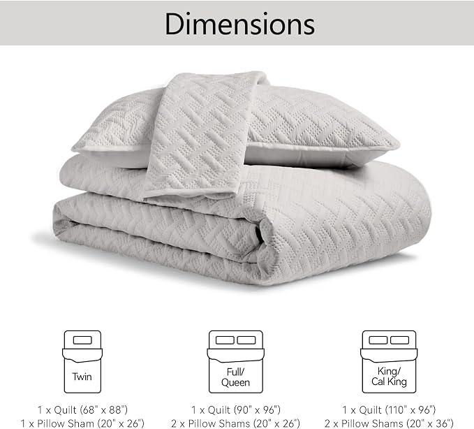 FLYMME Light Grey Twin Quilt Bedding Set Thin Lightweight Bedspreads, Soft - Image 7