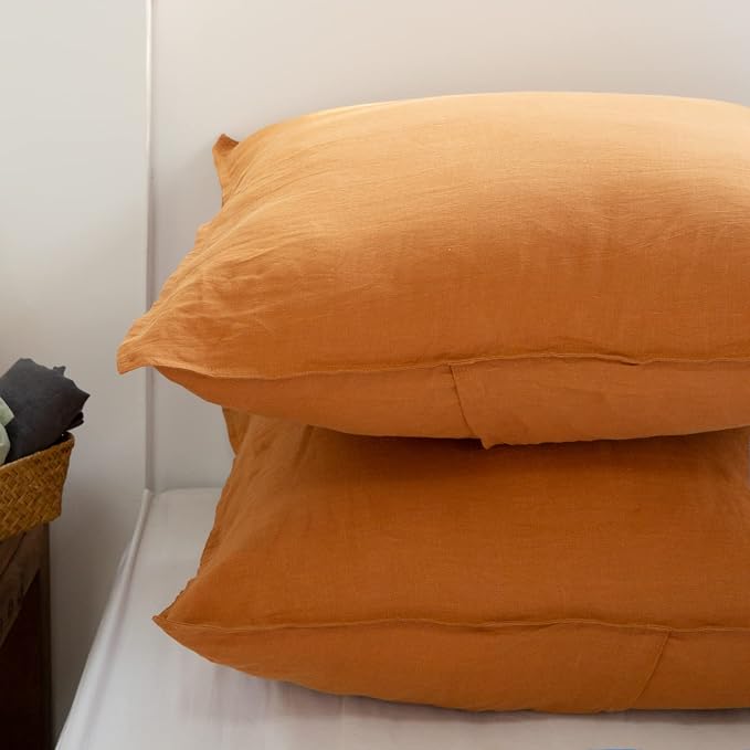 Simple&Opulence 100% Washed Linen Euro Shams 26'' x 26'' Pack of 2, Basic Style - Image 5