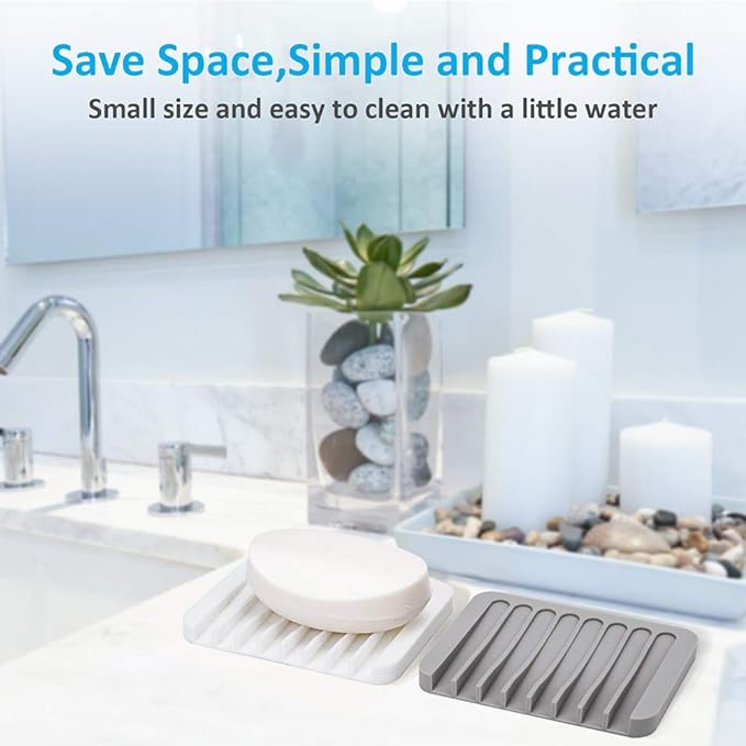 4PCS Silicone Soap Dishes for Shower, Upgrade Self-Draining Bar Soap Holder - Image 5