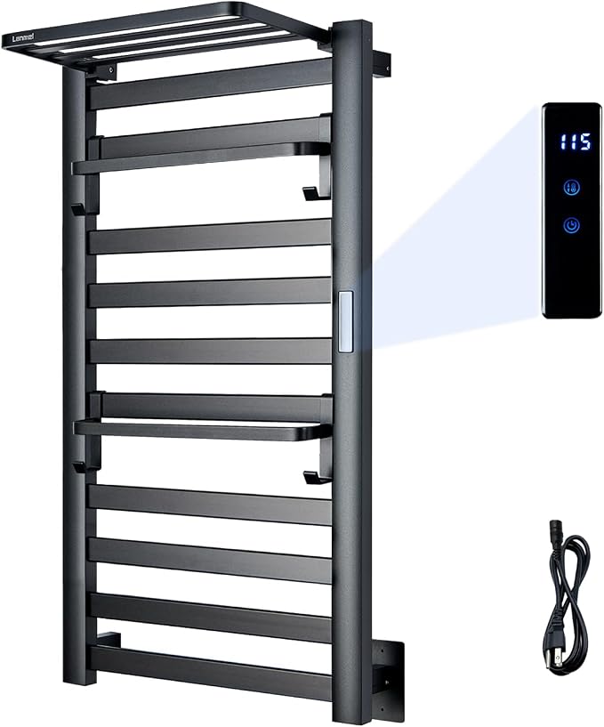 LANMEL 2 in 1 Towel Warmer Rack & Towel Rack Wall, 10 Bars Electric Wall by LANMEL