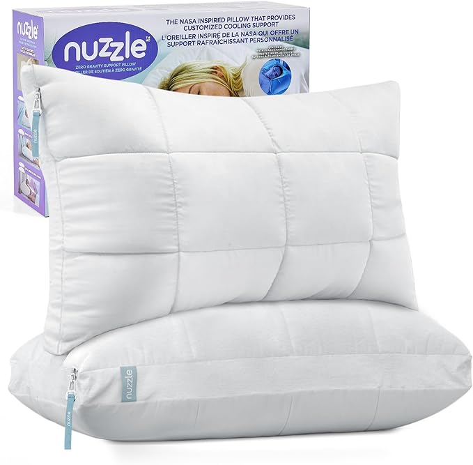 Nuzzle Pillows Standard Size Set of 2 Cooling Adjustable Pillows by Nuzzlepillow