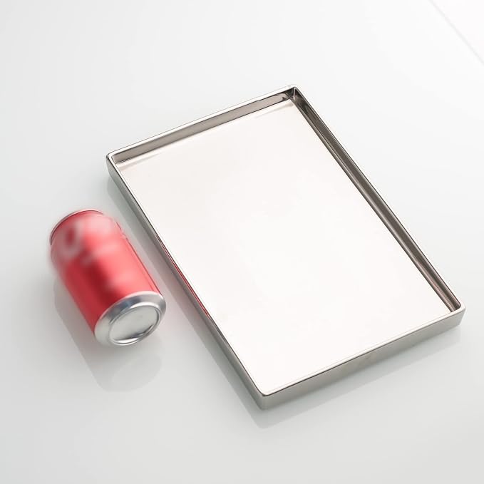 Silver Ceramic Jewelry Mirror Tray Vanity Holder Rectangular Mini Small Medium - Image 6