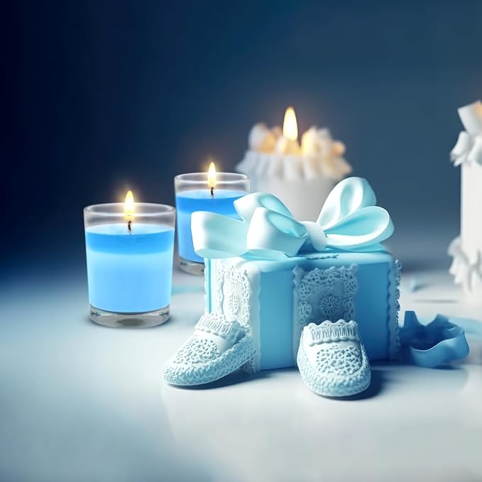 Set of 20 Babyblue Votive Candles Clear Glass Filled Unscented Soy Wax Candle - Image 4