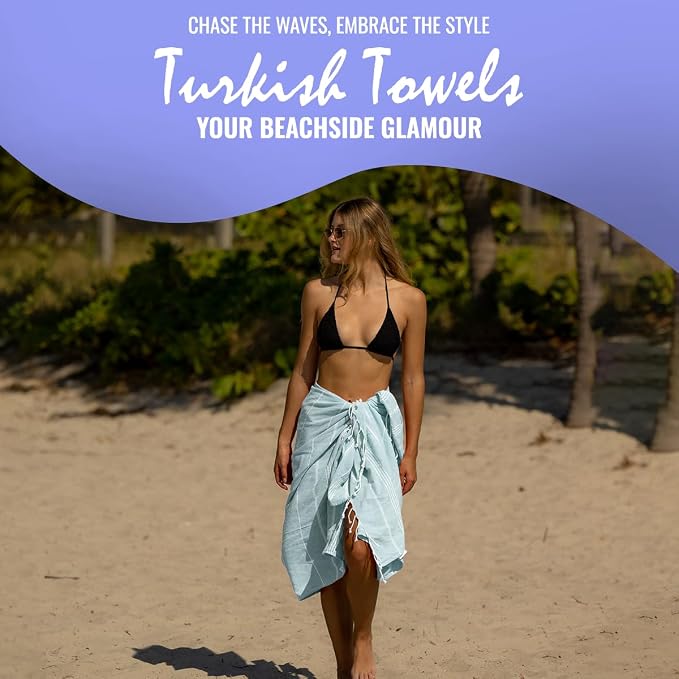 Beach Towel 100% Cotton Turkish Beach Towel Adult 38x70 Inch Pre-washed - Image 5